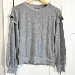 Paige Elysian long sleeve gray ruffle top size xs